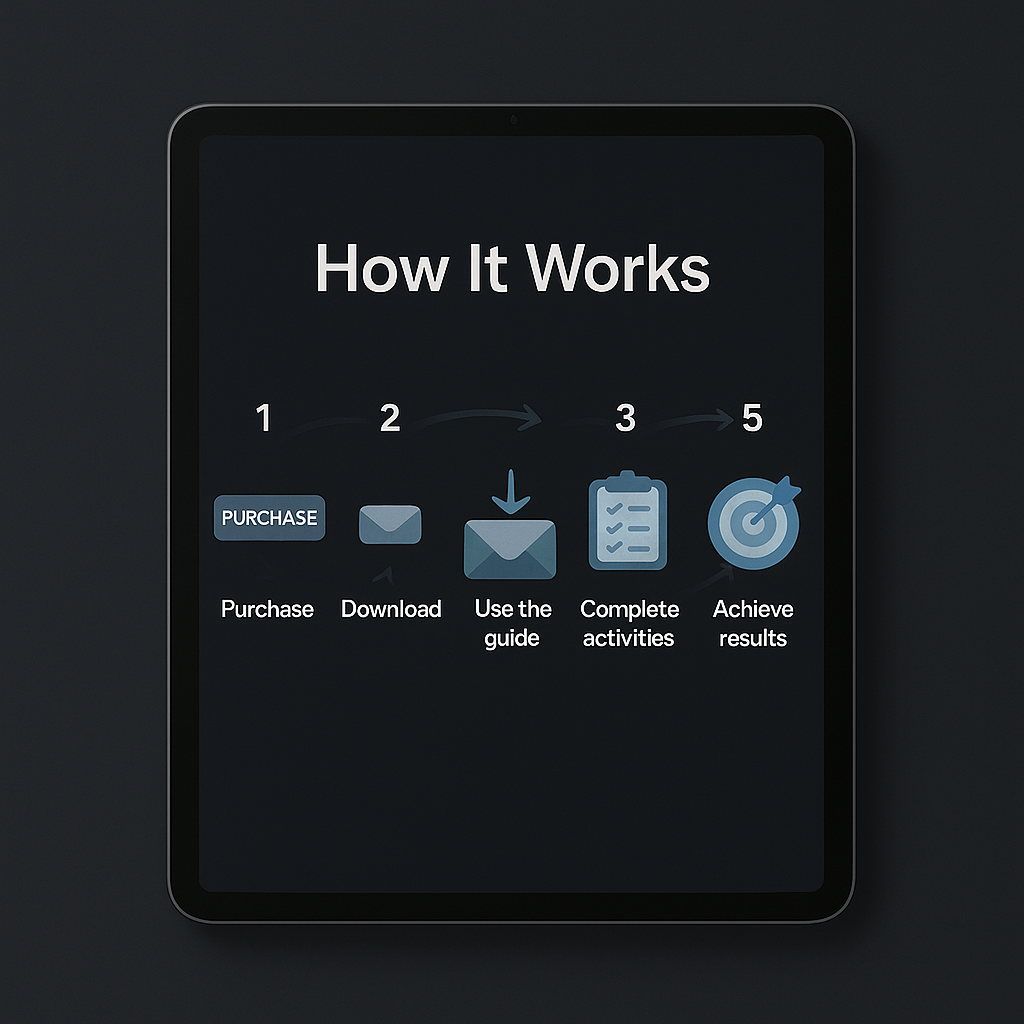 Diagram of a process on a tablet screen with text and icons.