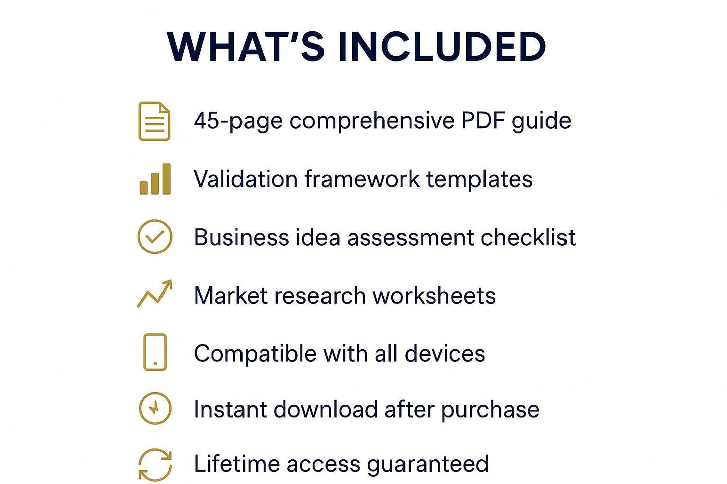 List of included items in a product package on a white background