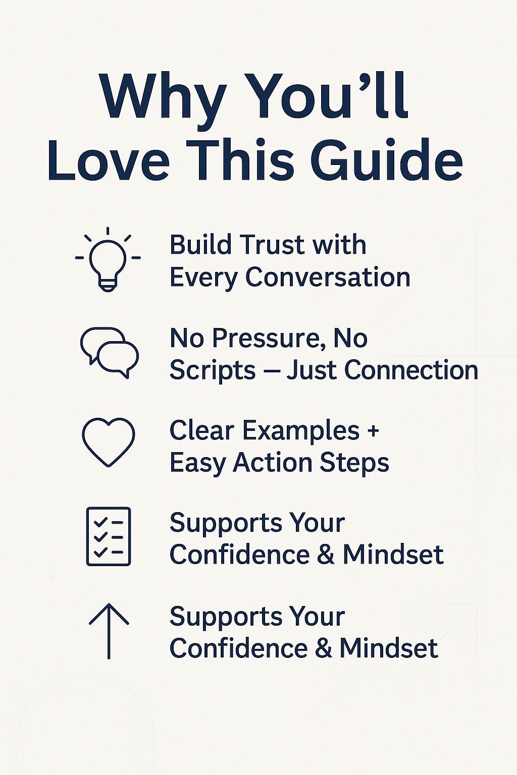 List of reasons why a guide is beneficial, with icons and text on a white background.