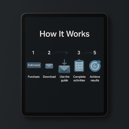 Diagram of a process on a tablet screen with text and icons.