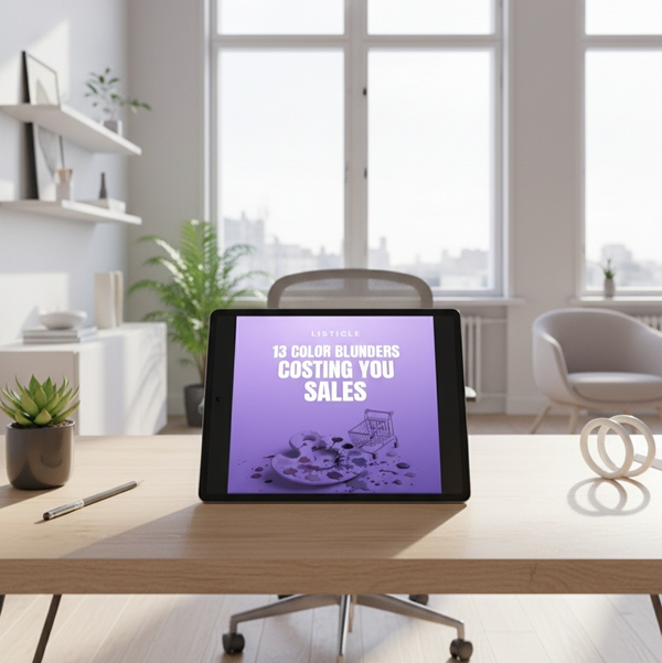 Tablet on a desk in a bright room with large windows