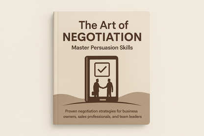 Book titled 'The Art of Negotiation' on a beige background