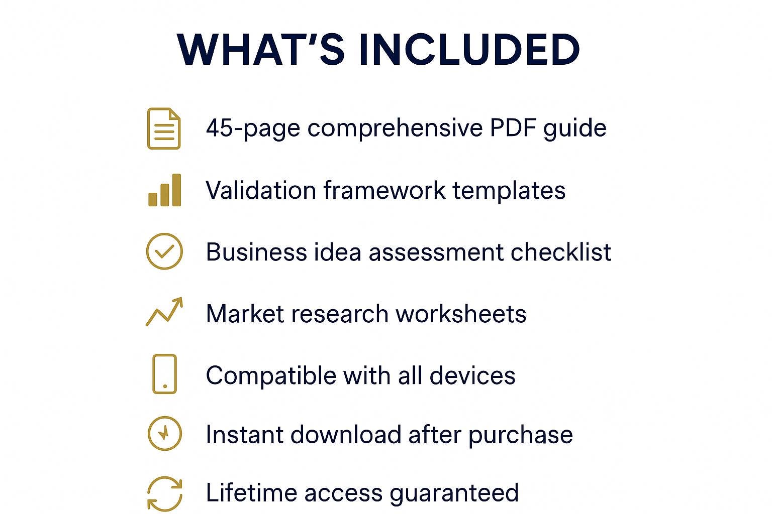 List of included items in a product package on a white background