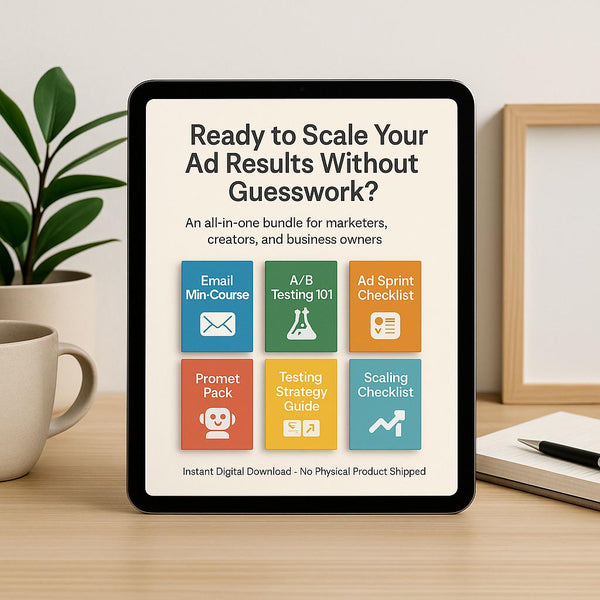 A/B Testing and Ad Optimization Ebook Bundle | 7-Day Ad Sprint, Email Mini-Course, Prompts, Checklists & A/B Testing Guides for Marketers