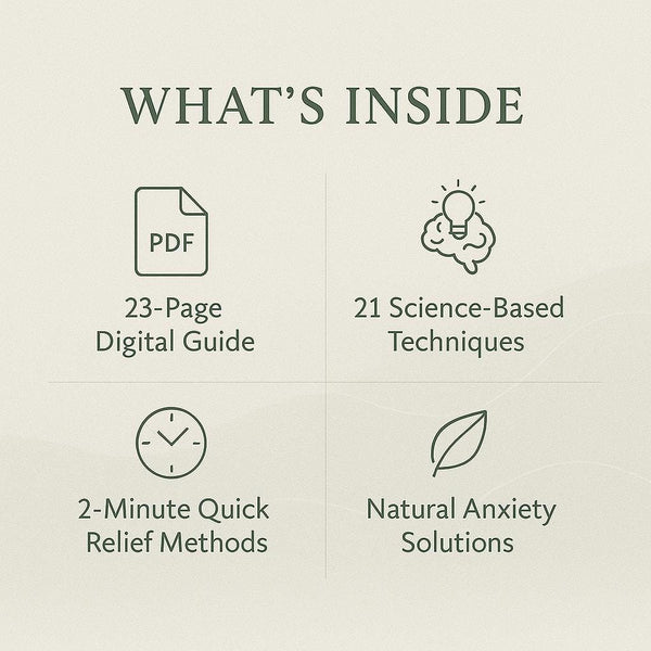 List of features inside a product or service on a beige background