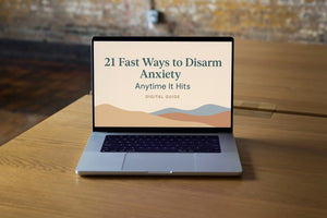 A serene, minimalistic landscape banner depicting soft, calming hues and gentle abstract shapes, symbolizing tranquility and peace. Designed for a digital guide on '21 Fast Ways to Disarm Anxiety Anytime It Hits', this image evokes a sense of relief and calmness.
